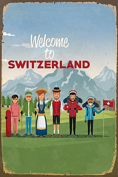queence Metallbild "WELCOME TO SWITZERLAND", Schriftzüge-Schriftzug-Sprüche günstig online kaufen