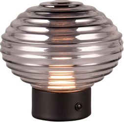 LED-Akku-Tischlampe Earl, schwarz/rauch, Höhe 14,5 cm, Glas günstig online kaufen