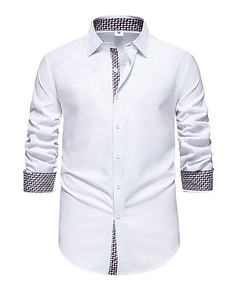 Allthemen Langarmhemd mit stylischen Gingham-Kontrastdetails günstig online kaufen