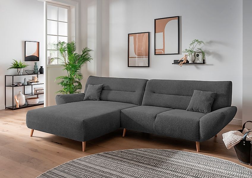 INOSIGN Ecksofa »Drago, elegant und zeitlos, komfortabel, Holzfuß, L-Form«, günstig online kaufen