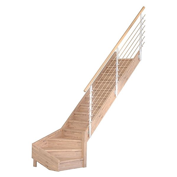 Treppe Mykonos Pro Eiche Gew. R 80 cm Setzstufen Design-Geländer-Holzstäbe günstig online kaufen