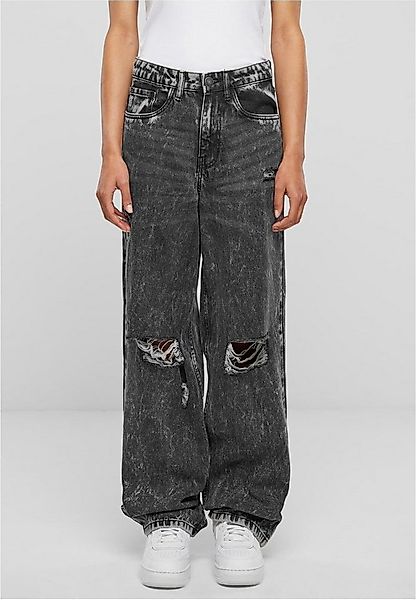 URBAN CLASSICS Funktionshose Ladies Distressed 90's Wide Leg Denim Pants Da günstig online kaufen