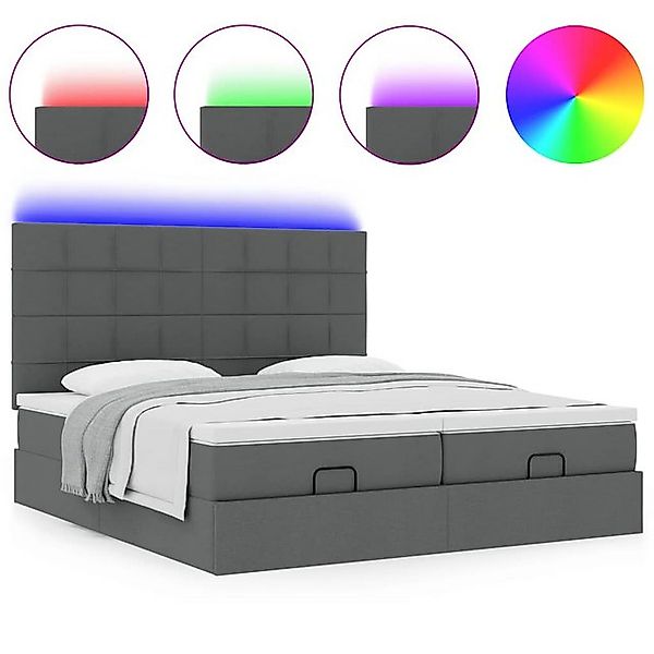 vidaXL Bett Ottoman-Bett mit Matratzen & LEDs Dunkelgrau 180x200 cm Stoff günstig online kaufen