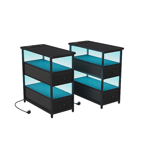 PXloue Beistelltisch  58x28x60cm Nachttisch Sofatisch mit Ladestation LED&S günstig online kaufen