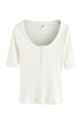 Next Henleyshirt Geripptes Henley-Kurzarmoberteil mit Knöpfen günstig online kaufen