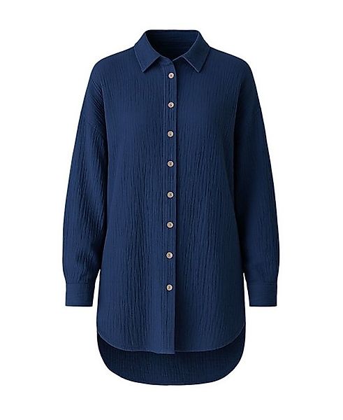 WENOR Hemdbluse Oversize Musselin Hemd 100 % Baumwolle, Kokosknöpfe, Einhei günstig online kaufen