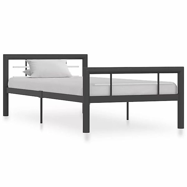 Bettgestell Grau Und Weiß Metall 100 Ã 200 Cm günstig online kaufen