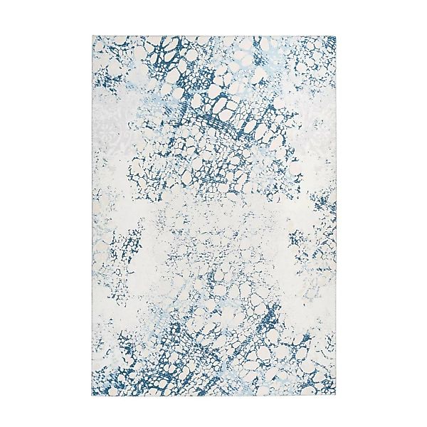 MeGusta Flachflor Teppich Modern Creme Blau Verwaschenes Design 80 x 150 cm günstig online kaufen