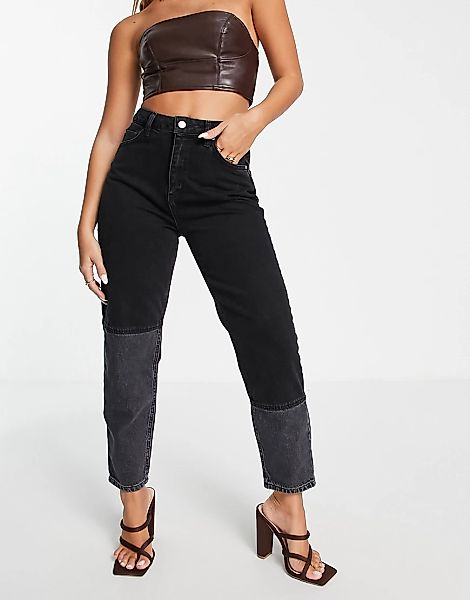 Trendyol – Mom-Jeans in Schwarz mit Farbverlauf und hohem Bund günstig online kaufen