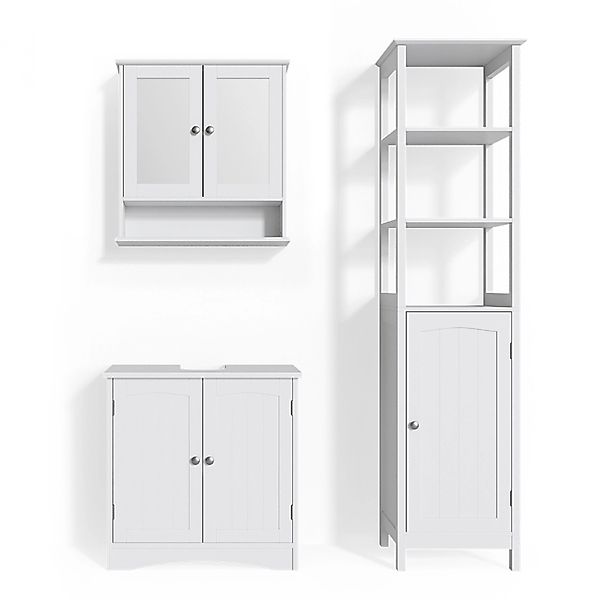 Vicco Badmöbel-Set Bianco Weiß 3 Teile mit Hochschrank günstig online kaufen