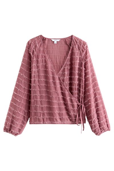 Next Blusenshirt Langärmeliges, puscheliges Ballett-Wickeltop (1-tlg) günstig online kaufen
