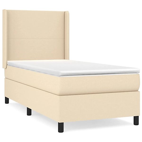 Vidaxl Boxspringbett Mit Matratze Creme 100x200 Cm Stoff günstig online kaufen