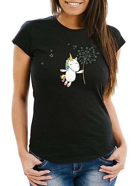 MoonWorks Print-Shirt Damen T-Shirt Einhorn mit Pusteblume Unicorn with Dan günstig online kaufen