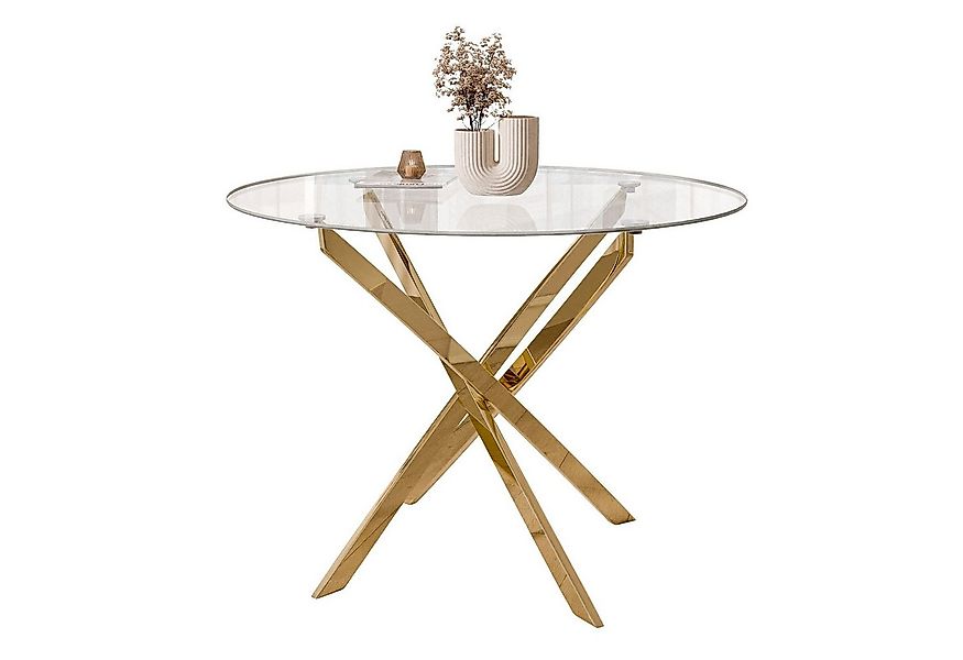 Lookway Esstisch CRISTAL 100 cm Runder Esstisch mit Glasplatte, Durchmesser günstig online kaufen