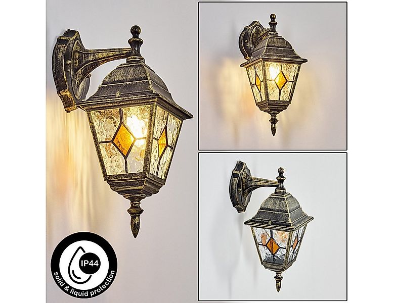 hofstein Außen-Wandleuchte Außenwandlampe aus Metall/Glas in Schwarz/Gold/K günstig online kaufen