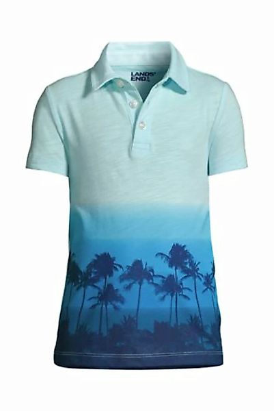 Slub-Jersey Poloshirt, Größe: 152-164, Blau, by Lands' End, Petrol Palmen günstig online kaufen