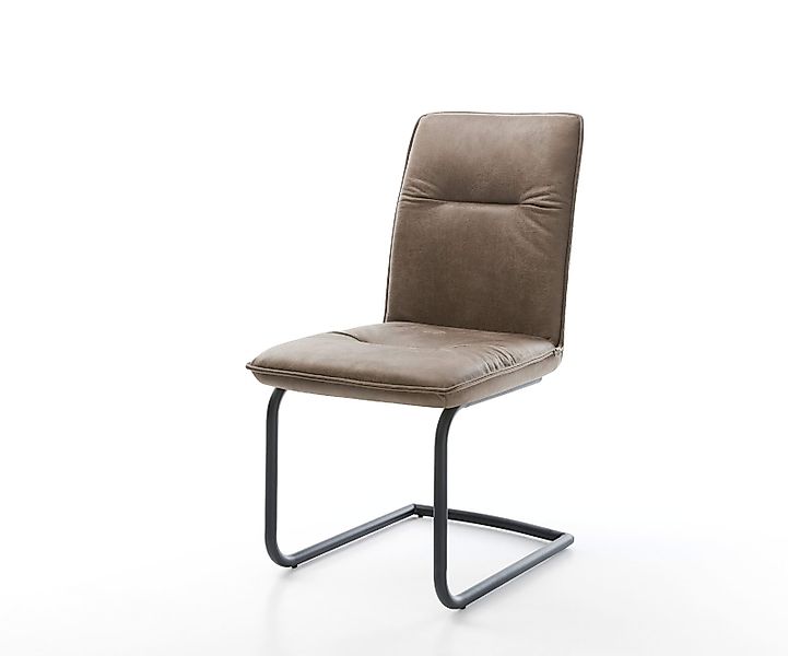 Freischwinger Vinjo-Flex Mikrofaser Taupe Vintage Freischwinger rund Schwar günstig online kaufen