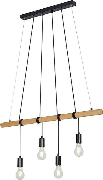 Briloner Leuchten Pendelleuchte Pendelleuchte, Holz / Metall schwarz, 4xE27 günstig online kaufen