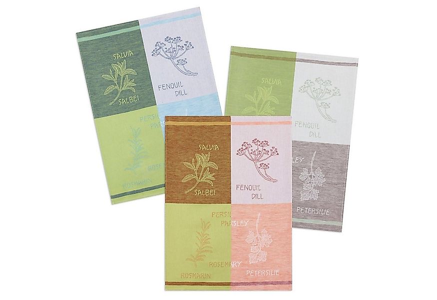 Kracht Geschirrtuch Küchenkräuter, (Set, 3-tlg., Set), 3er Pack Geschirrtüc günstig online kaufen
