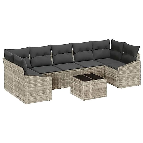 vidaXL Sofa Set mit Kissen Hellgrau 55 x 55 x 37 cm Poly-Rattan 3346642 günstig online kaufen