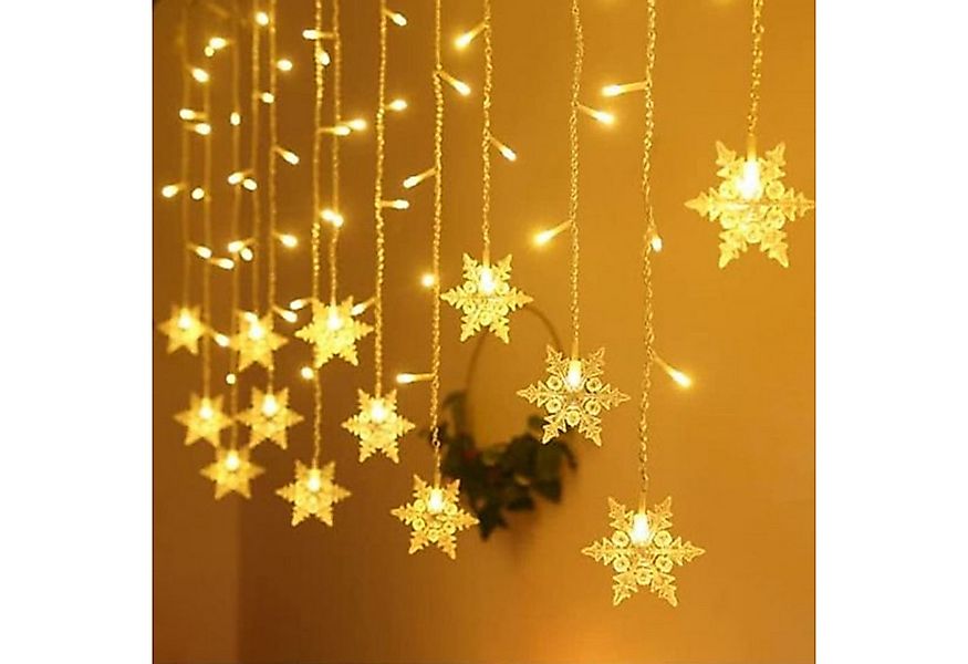 Salcar LED-Lichterkette 3m Lichtervorhang Weihnachten Schneeflocken 108 LED günstig online kaufen