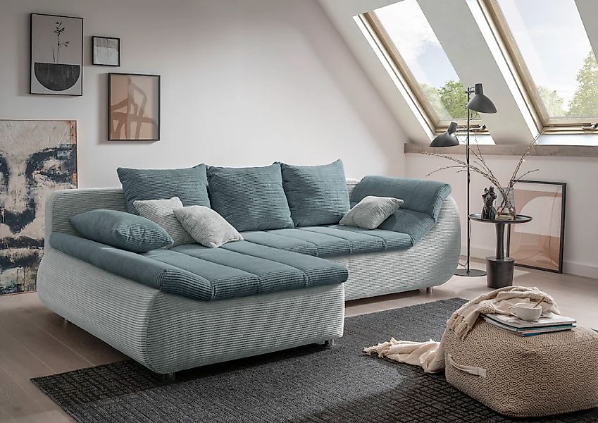 INOSIGN Ecksofa "Imola elegant und bequem, aktuelle Steppung im Sitz, L-For günstig online kaufen