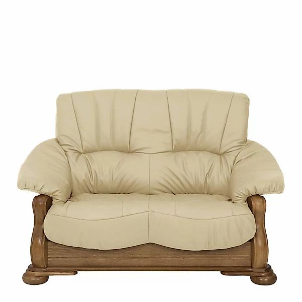 Wohnzimmer Sofa Bieige Leder - Eiche rustikal P43 Made in Germany günstig online kaufen