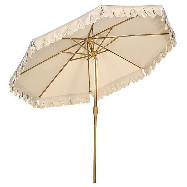 Outsunny Sonnenschirm Ø264 cm Strandschirm mit Fransen, verstellbare Neigun günstig online kaufen