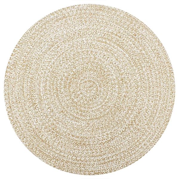 Teppich Handgefertigt Jute Weiß Und Natur 90 Cm günstig online kaufen