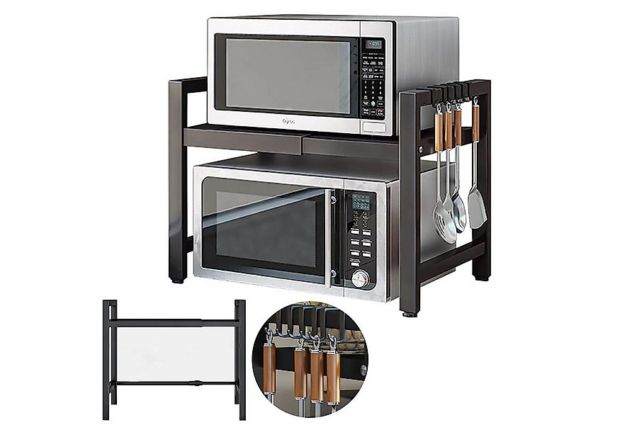 MODFU Küchenregal Mikrowellenregal Küchen Organizer verstellbar 38–66 cm, 2 günstig online kaufen
