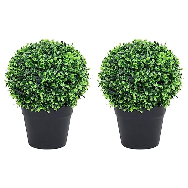 furnicato Künstliche Buchsbäume 2 Stk. mit Topf Kugelform Grün 27 cm günstig online kaufen