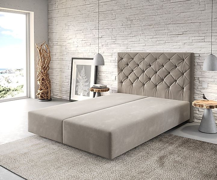 DELIFE Bettgestell Dream-Great, Mikrofaser Beige 140x200 cm günstig online kaufen