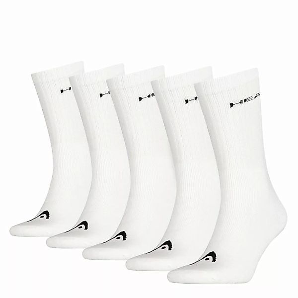 HEAD Unisex Crew Socken - Kurzsocken, 5er Pack, einfarbig Weiß 39-42 günstig online kaufen