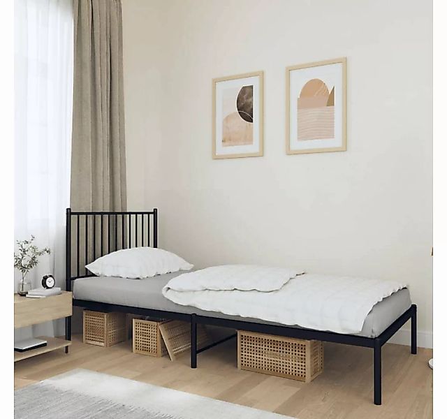 furnicato Bett Bettgestell mit Kopfteil Metall Schwarz 90x200 cm günstig online kaufen