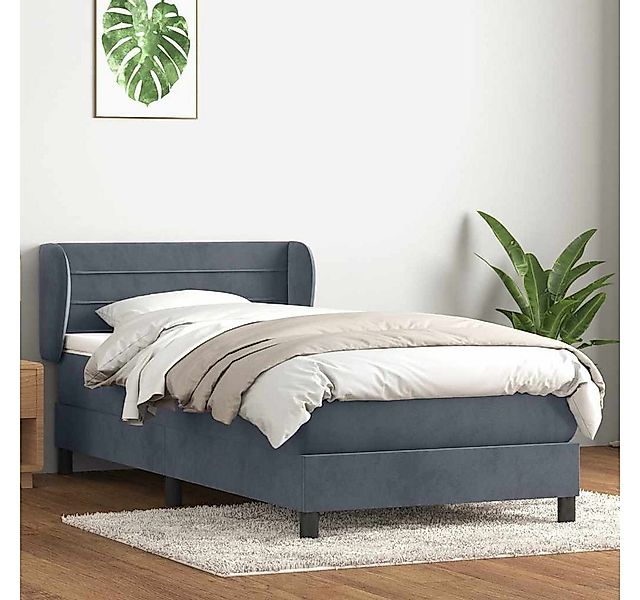 vidaXL Boxspringbett, Boxspringbett mit Matratze Dunkelgrau 80x210 cm Samt günstig online kaufen