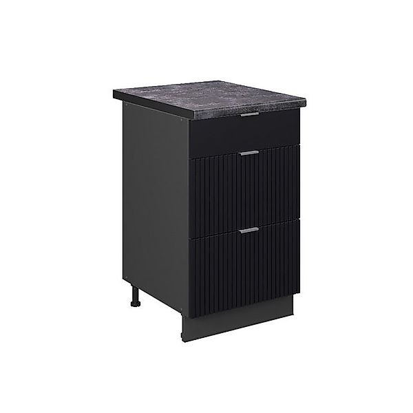 Vicco Küchenunterschrank Fame-Line Schwarz Gestreift 50 cm AP Anthrazit günstig online kaufen