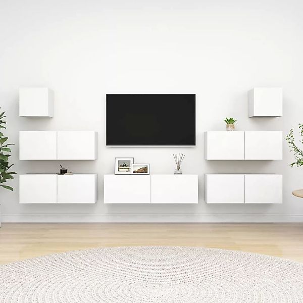 7-tlg. Tv-schrank-set Weiß Spanplatte günstig online kaufen