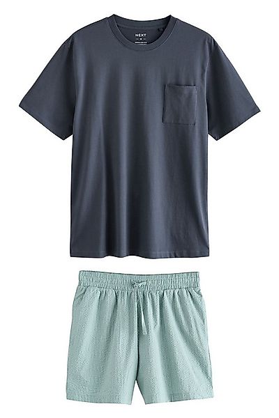 Next Pyjama Gestreifter Seersucker-Schlafanzug mit T-Shirt (2 tlg) günstig online kaufen