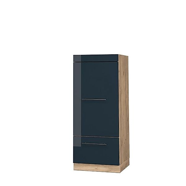 Vicco Mikrowellenschrank Fame-Line Dunkelblau Hochglanz/Goldkraft Eiche 60 günstig online kaufen