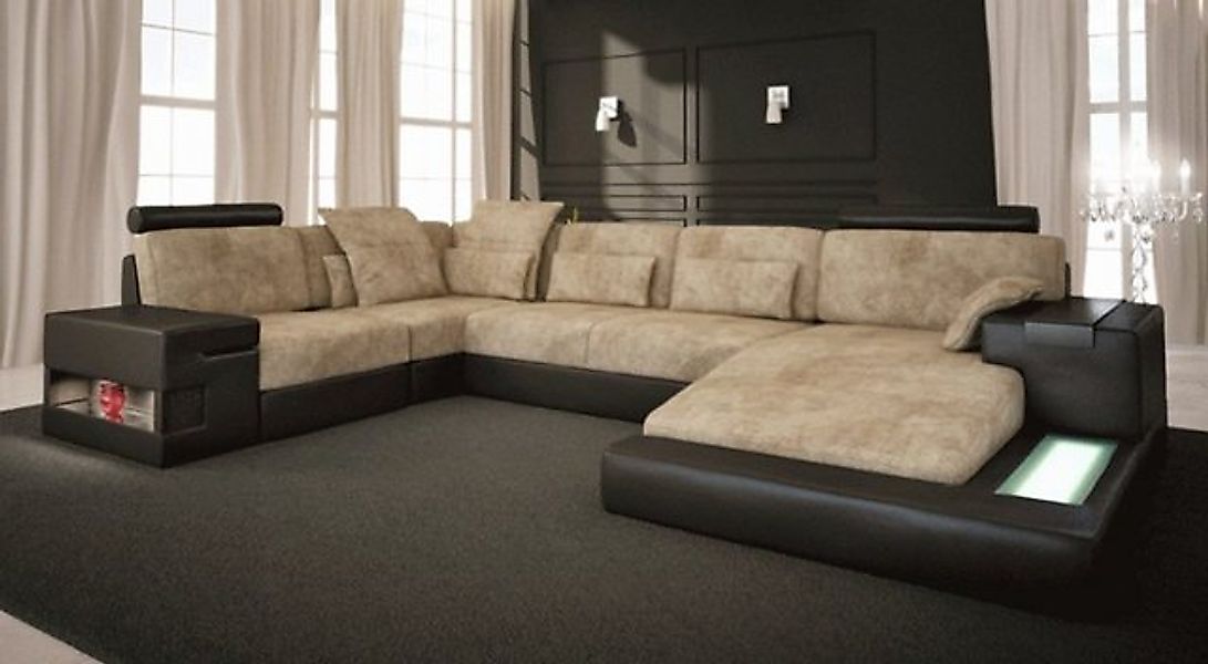 JVmoebel Ecksofa Ledersofa Sofa Couch Polster Garnitur Textil Stoff Big Woh günstig online kaufen
