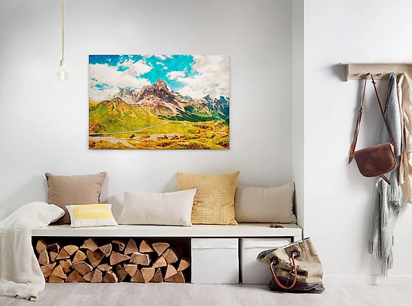 Bricoflor Leinwand Bild Mit Dolomiten Alpen Berglandschaft Auf Leinwand Ide günstig online kaufen