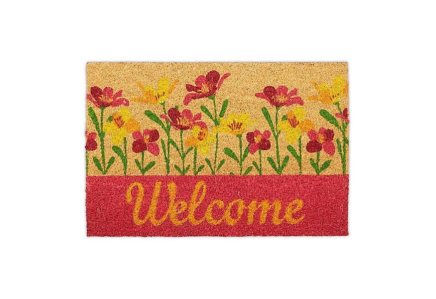 relaxdays Fußmatte Kokos Welcome Blume, Höhe: 15 mm günstig online kaufen