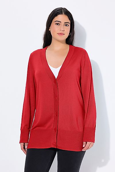 Ulla Popken Strickjacke Strickjacke V-Ausschnitt Knopfleiste günstig online kaufen
