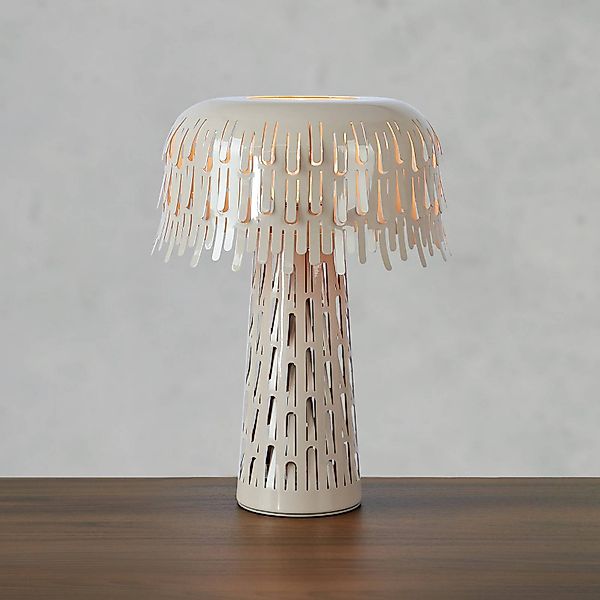 Tischleuchte Verbera, greige, Höhe 38 cm, Metall günstig online kaufen
