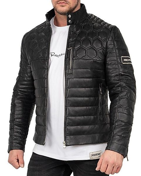 Reichstadt Lederjacke Herren Slim Fit Bikerjacke Echtleder 22RS31LUX Black günstig online kaufen