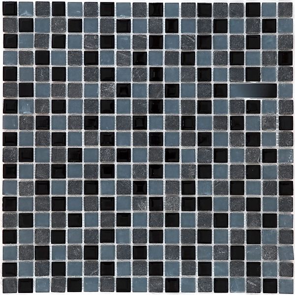 Mosaikmatte Naturstein Schwarz Grau 30 cm x 30 cm günstig online kaufen