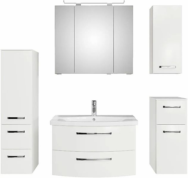 Saphir Badmöbel-Set "Serie 4010 5-teilig Keramik-Waschtisch mit LED-Spiegel günstig online kaufen