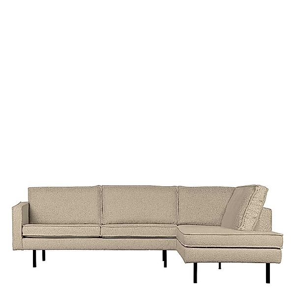 Ecksofa Boucle Beige im Retrostil Fußgestell aus Metall günstig online kaufen