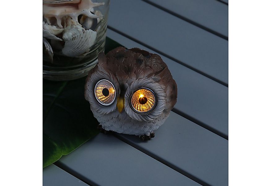 MARELIDA LED Dekofigur LED Solar Eule Gartenfigur Solarleuchte braun für Ga günstig online kaufen