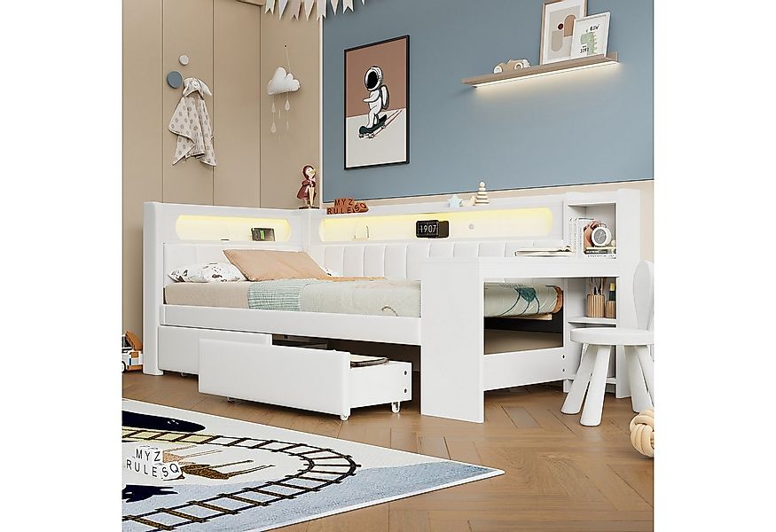 Merax Daybett Schlafsofa mit LED und USB (Kinderbett Jugendbett Sofabett au günstig online kaufen